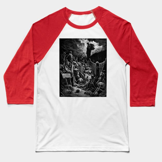 The Vision of the Valley of the Dry Bones - Gustave Doré, La Grande Bible de Tours, Aesthetic, Gothic, Metal Baseball T-Shirt by SpaceDogLaika